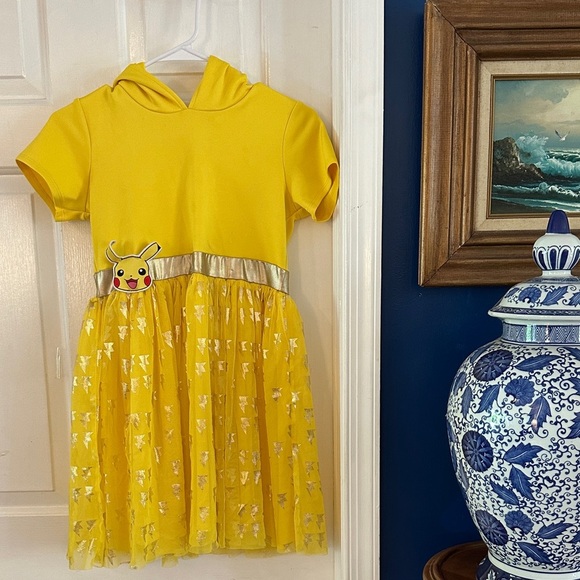 Pokemon Other - Pokémon Pikachu Cosplay Short Sleeve Hooded Tutu Dress with lightening bolts